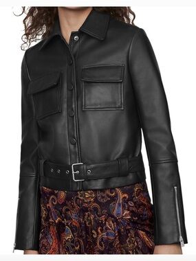 Maje Blizalia Leather Jacket